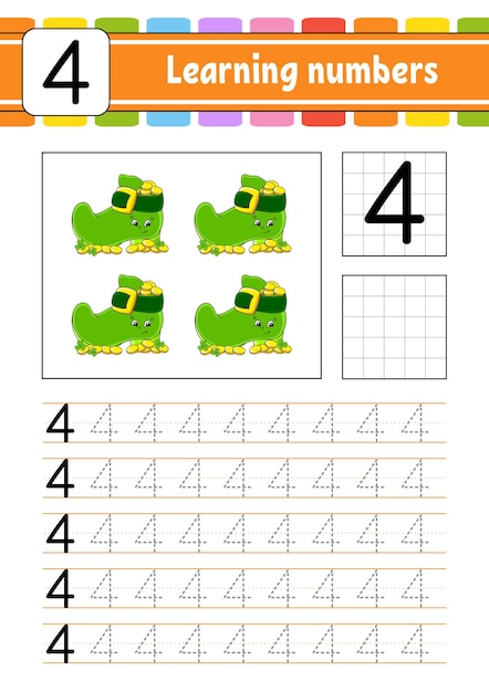 Vector trace and write numbers handwriting practice learning numbers for kids education developing worksheet activity page