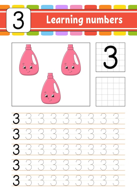 Trace and write numbers Handwriting practice