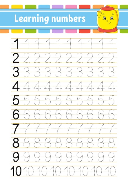 Trace and write numbers Handwriting practice