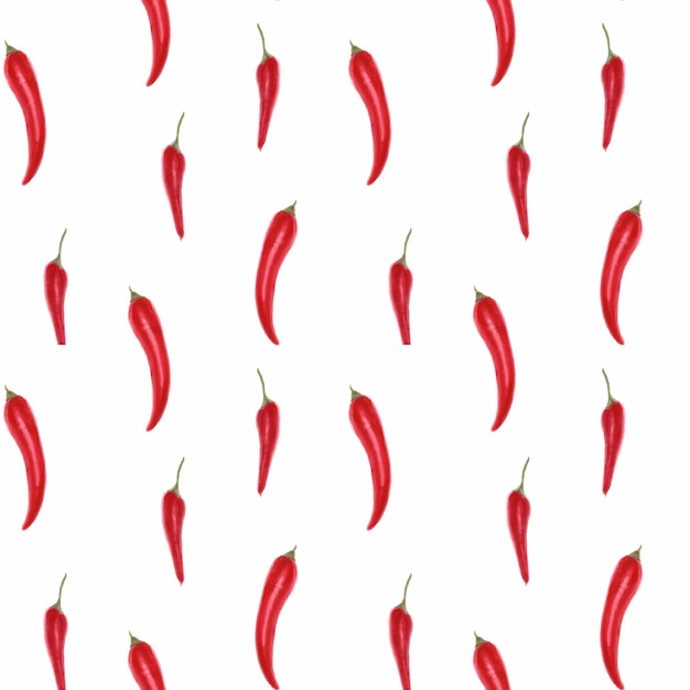 Traced watercolor seamless pattern with hot pepper