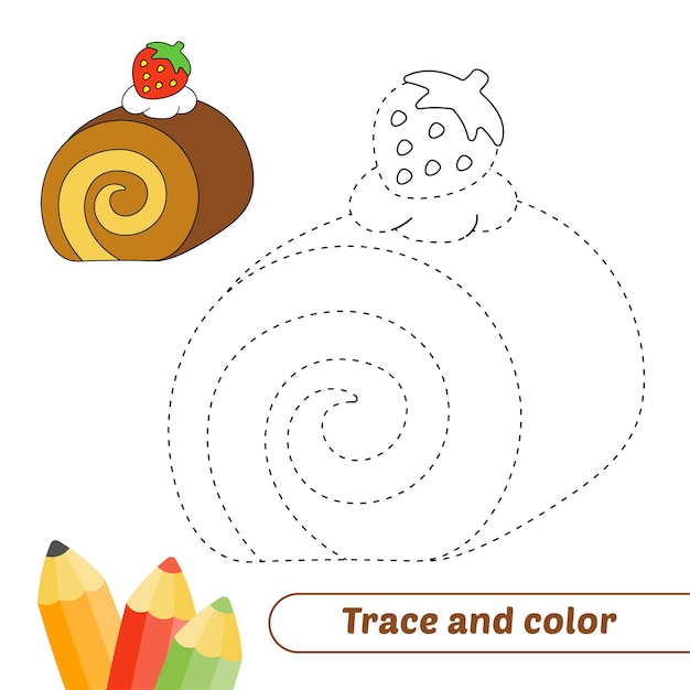 Vector traceer en kleur voor kinderen roll cake vector