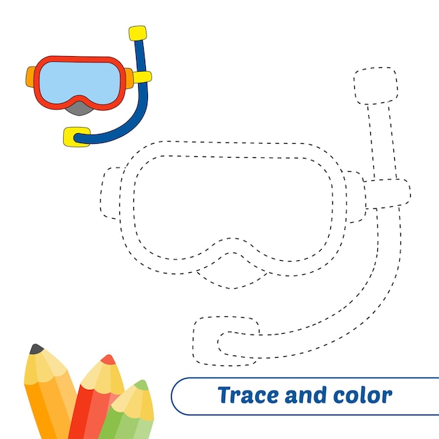 Vector traceer en kleur voor kinderen snorkelmasker vector