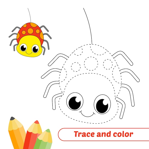 Traceer en kleur voor kinderen spin vector