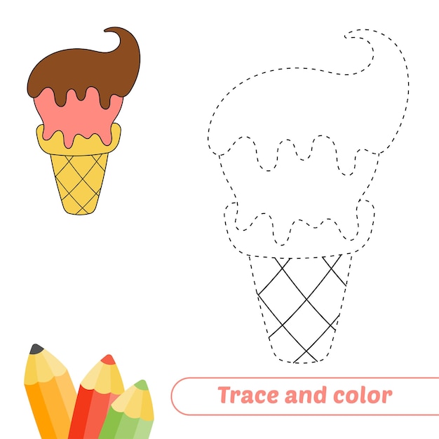 Traceer en kleur voor kinderijs vector