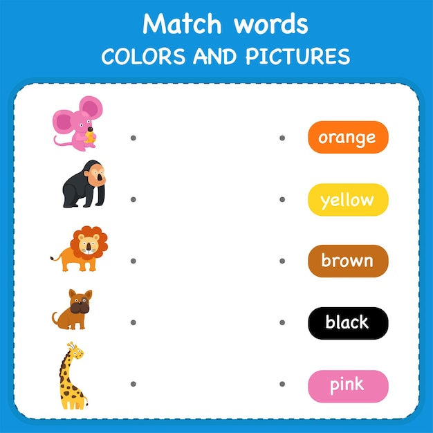 Traceer en match woorden met afbeeldingen Educatief werkblad voor kleuterschool