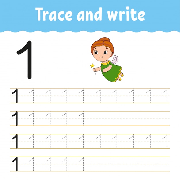 Traceer en schrijf. handschrift praktijk. getallen leren voor kinderen