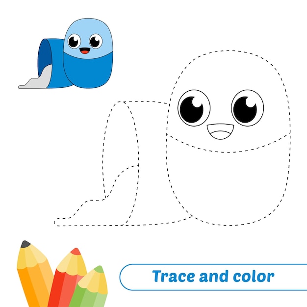 Traceren en kleuren voor kinderpillen Vectorbeelden