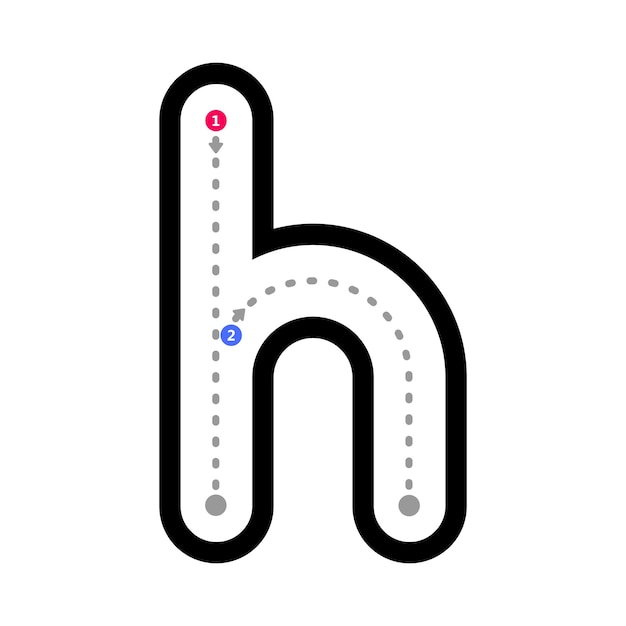 Tracing alphabet letter h lowercase prewriting dotted line element for kindergarten preschool kids