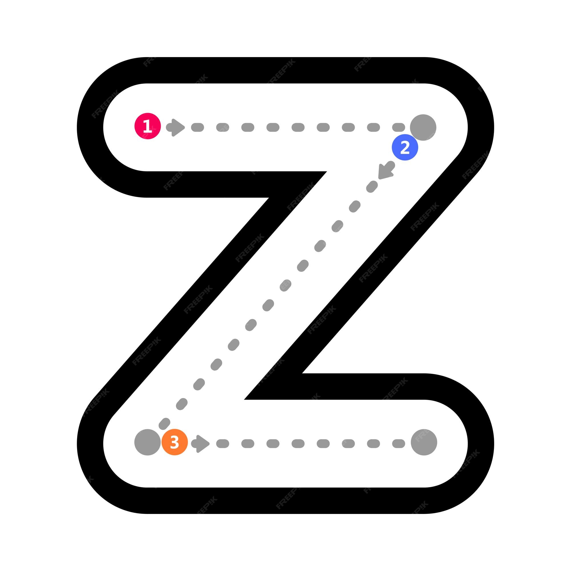 Premium vector tracing alphabet letter z lowercase prewriting dotted
