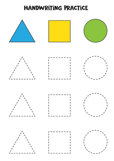 Tracing colorful shapes for preschool children. Writing practice.