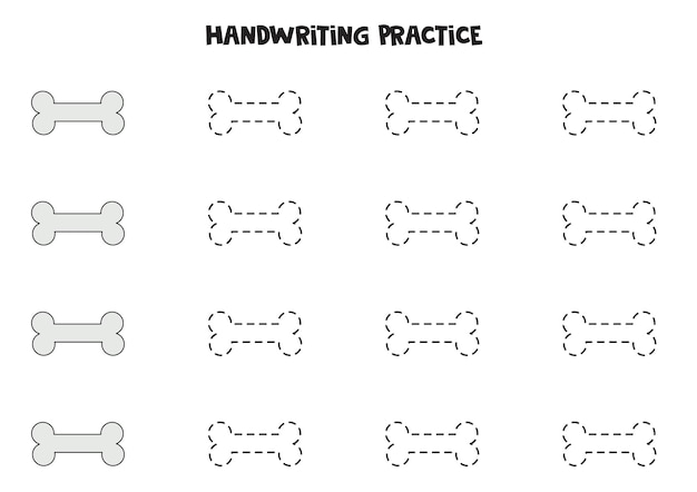 Tracing contours with cute bones writing practice