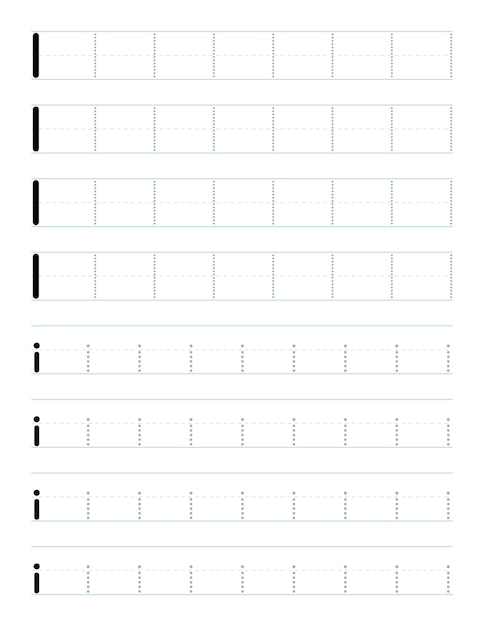 Tracing letter i worksheet for kids