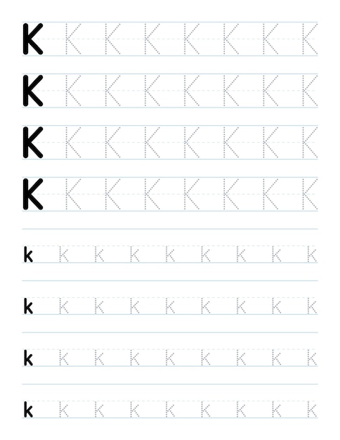 Tracing letter k worksheet for kids