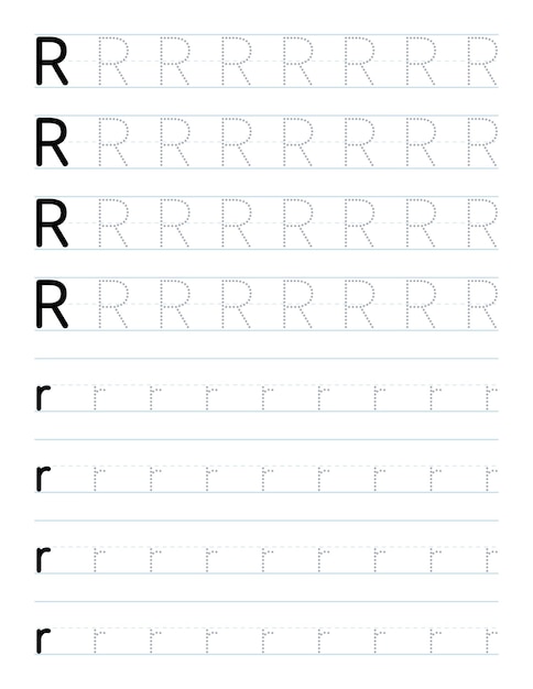 Tracing letter r worksheet for preschool