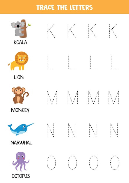 Tracing letters of English alphabet