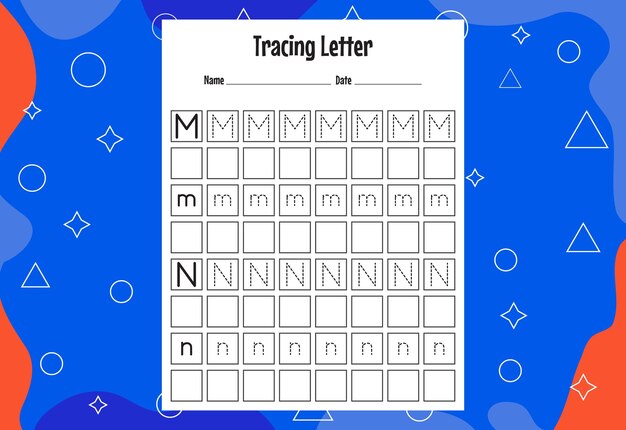 Vector tracing letters worksheet for kids alphabet letters tracing