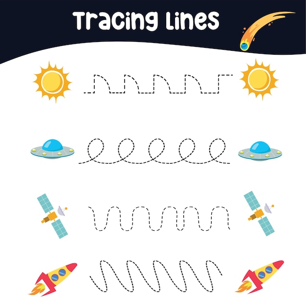 Tracing lines activity for children Tracing worksheet for kids Educational printable worksheet