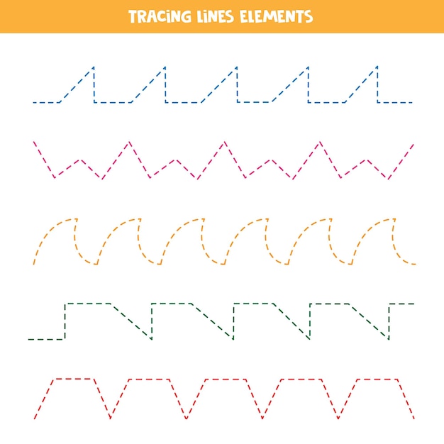 ワークシートを作成するための線要素をトレースします。子供のための手書きの練習。