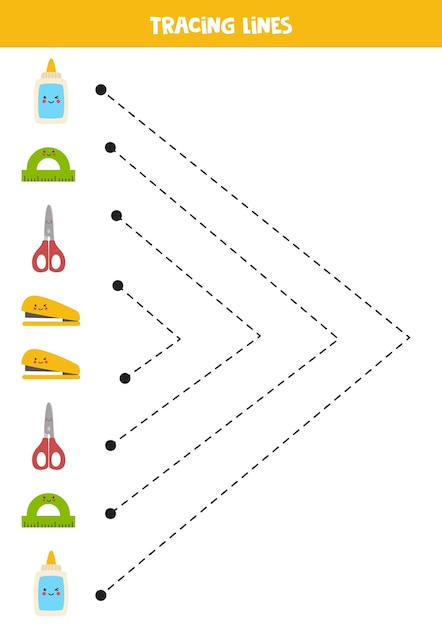 Трассировка линий для детей милые школьные принадлежности для детей