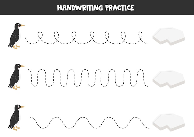 Linee di tracciamento per bambini guillemot dei cartoni animati e ice berg