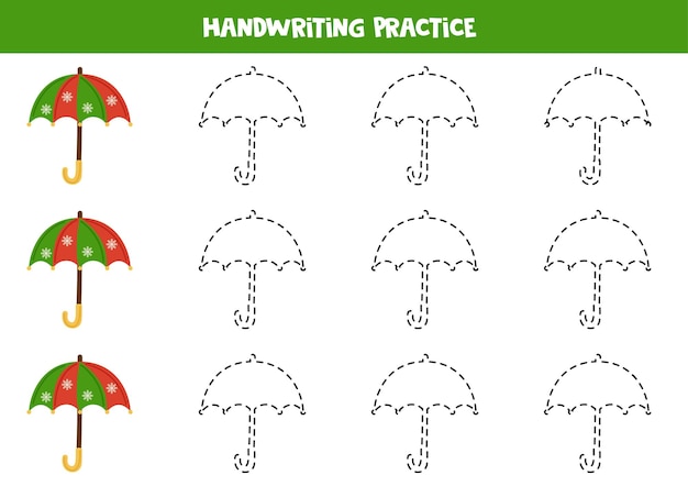 Tracing lines for kids cartoon umbrellas Writing practice