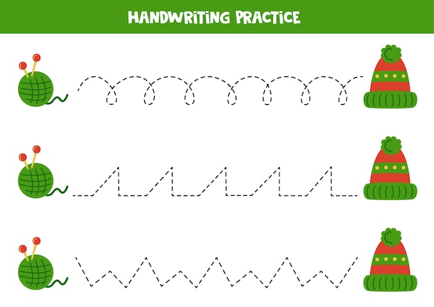 Tracing lines for kids winter hat Writing practice