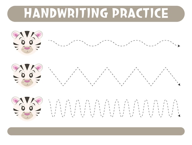 Tracing lines with cute zebra Handwriting practice