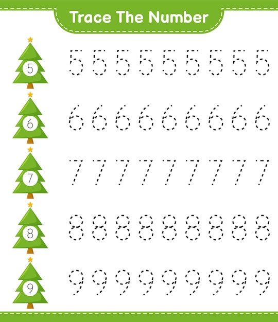 Tracing number with Christmas Tree