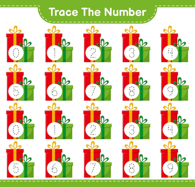 Tracing number with gift boxes