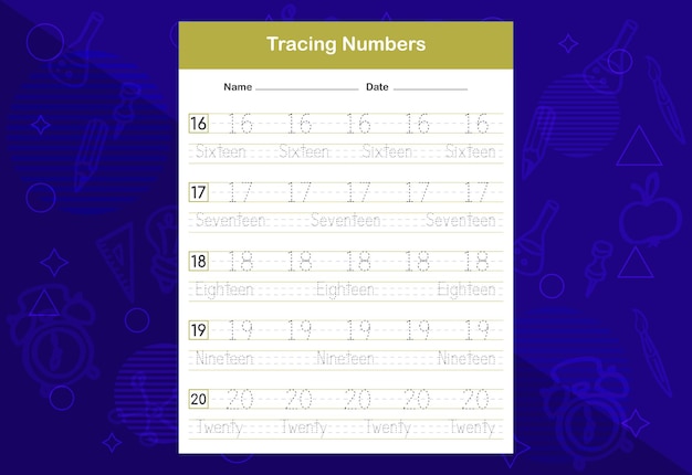 数字のトレースワークシート子供向けの教育用ワークシート数字を学ぶ