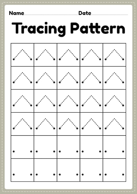 Tracing pattern lines worksheet for kindergarten preschool and Montessori school kids