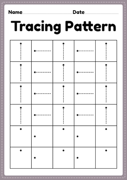 Tracing pattern standing and sleeping lines worksheet for kindergarten preschool and Montessori