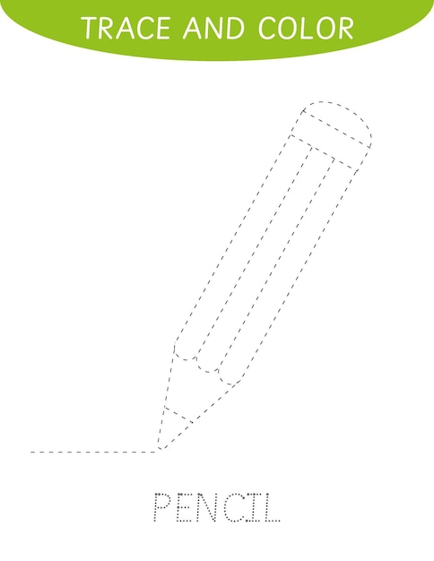 子供向けのトレース練習用ワークシート。鉛筆をなぞって色をつけます。就学前教育活動