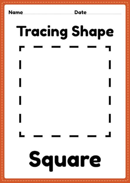 Tracing shapes worksheet square lines for kindergarten and preschool kids for handwriting practice