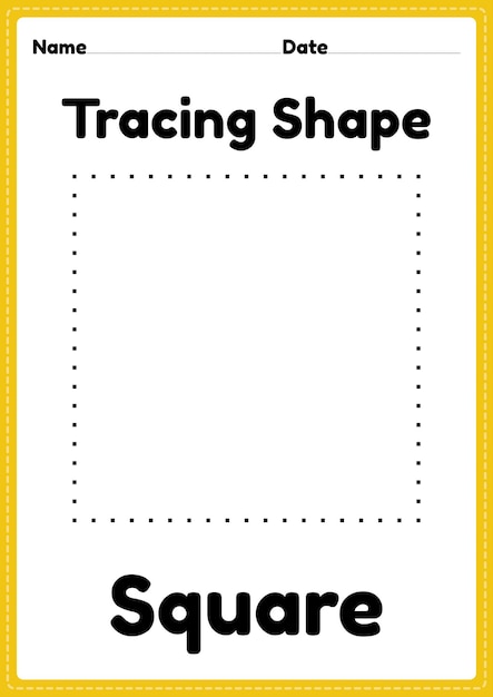 Tracing square shapes worksheet for kindergarten and preschool kids for educational activities