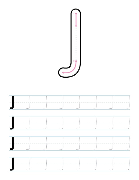 Tracing uppercase letter j worksheet for kids