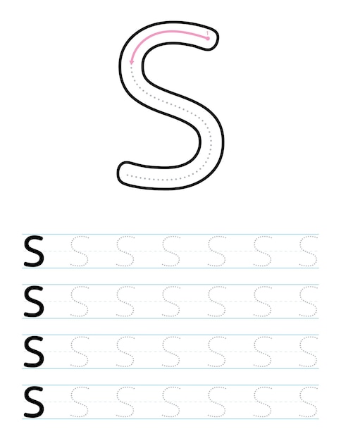 Tracing uppercase letter s worksheet for kids