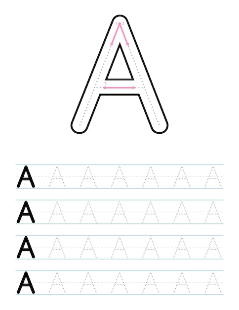 Tracing uppercase letter a worksheet for kids