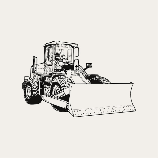 track bulldozer vintage inkt vectorillustratie