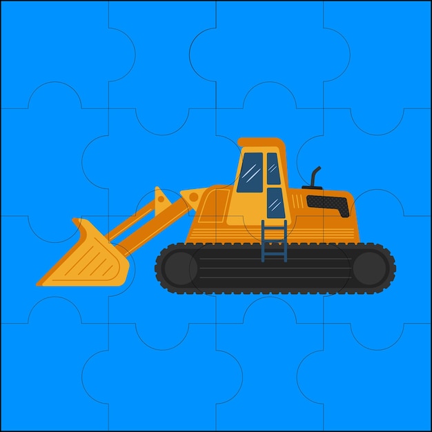 Track Loader suitable for children's puzzle vector illustration