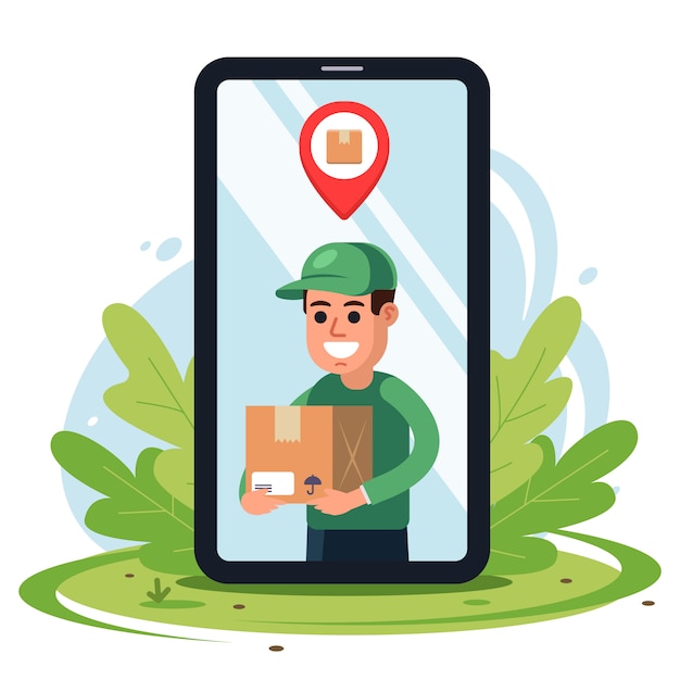 Vector track the parcel in the phone