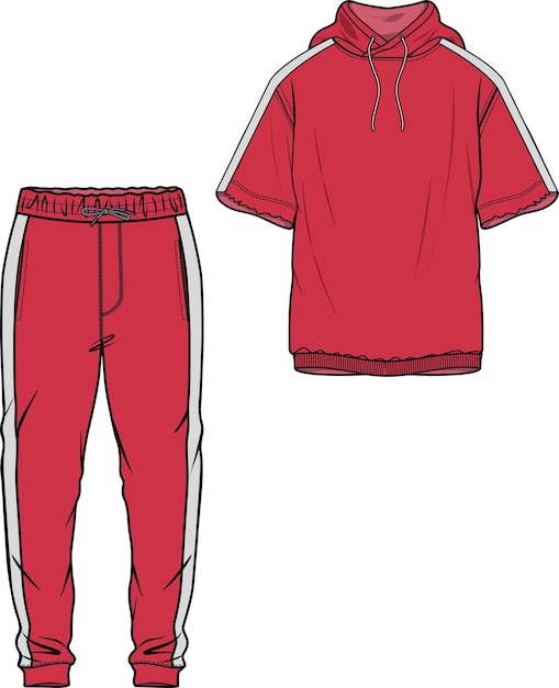 TRACK SUIT HOODIE EN JOGGERS SET VOOR HEREN EN JONGENS SPORTS DRAAGT VECTOR