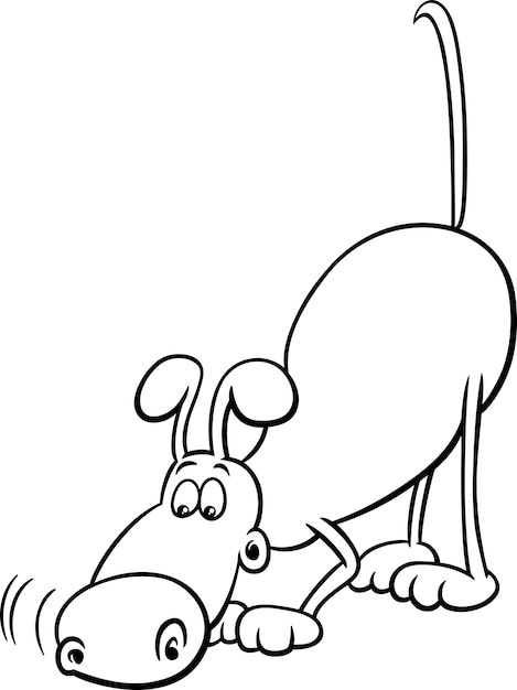 Vector tracking dog cartoon coloring page