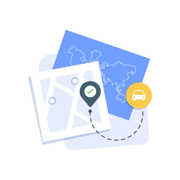 Vector tracking gps car transportation route icon conceptflat design icon vector illustration