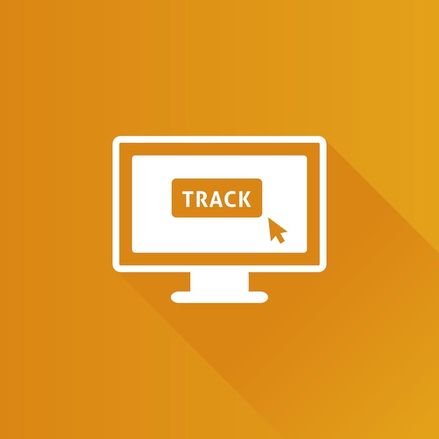 Tracking monitor flat color icon long shadow vector illustration