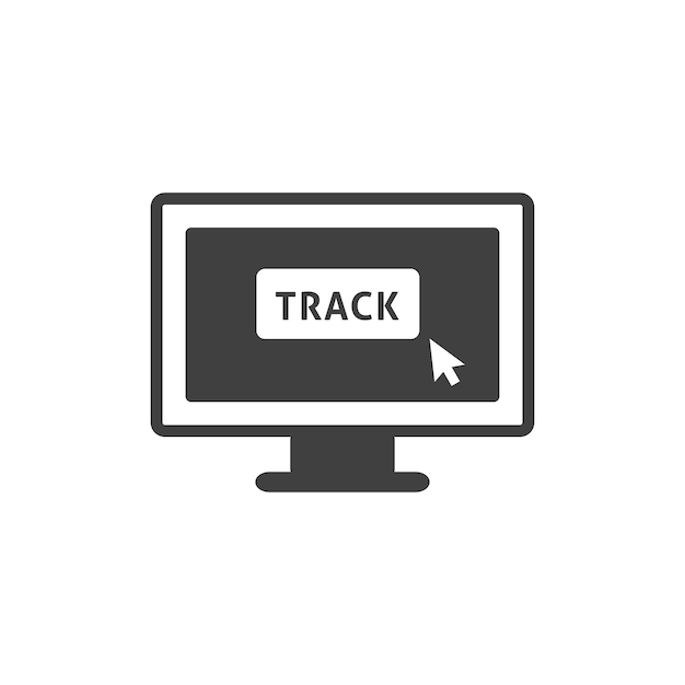 Tracking monitor icon in black and white