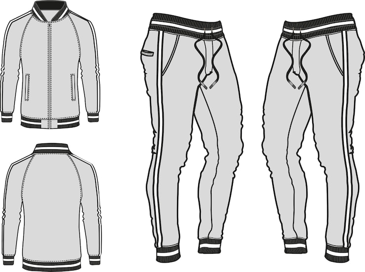 Vector tracksuit apparel - jacket and sweatpants set