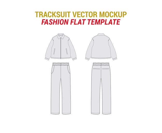 Vettore tracksuit fashion flat template2 (template di moda a piatto)