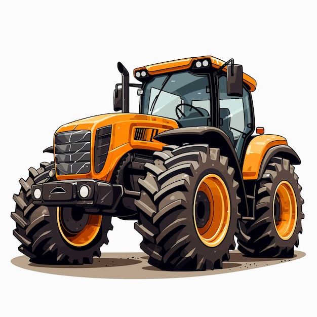 Vector tractor against a white background