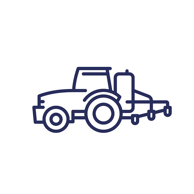 Vector tractor agrimotor with sprayer line icon